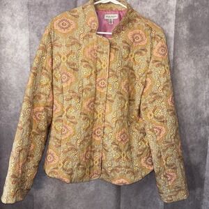 Vintage David Brooks Women's 16P Quilted Jacket Pink Orange Yellow Paisley Style